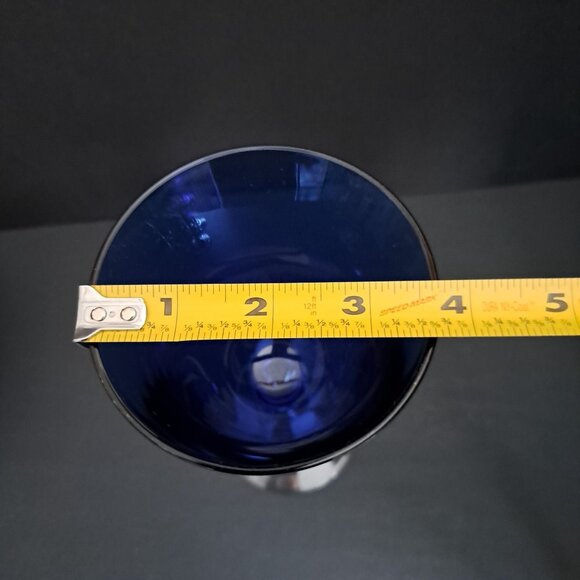 Cristal d'Arques Durand Sapphire Goblet 7 5/8" Cobalt Blue Clear Stem France - Picture 2 of 7